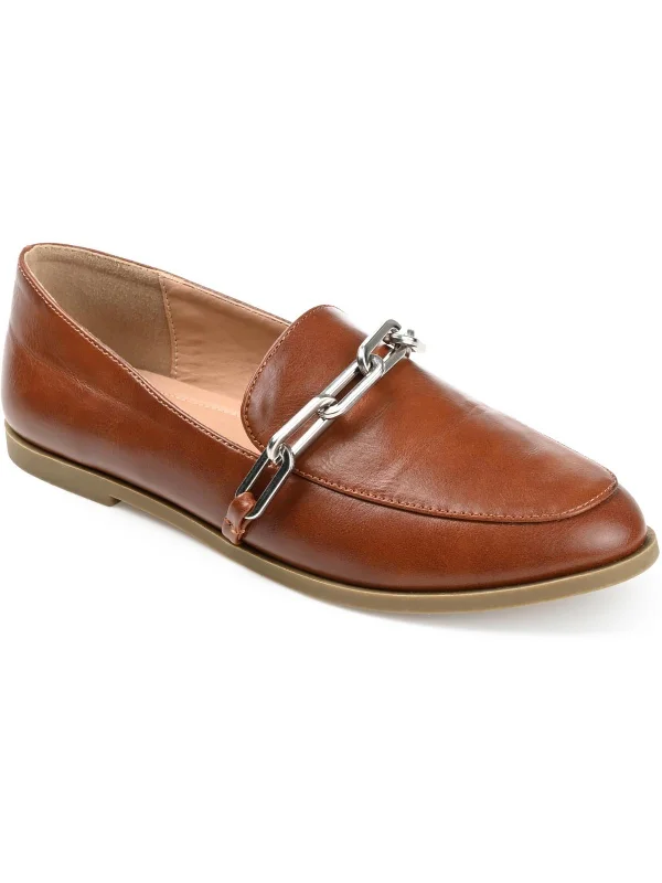 Madison Womens Faux Leather Almond Toe Loafers