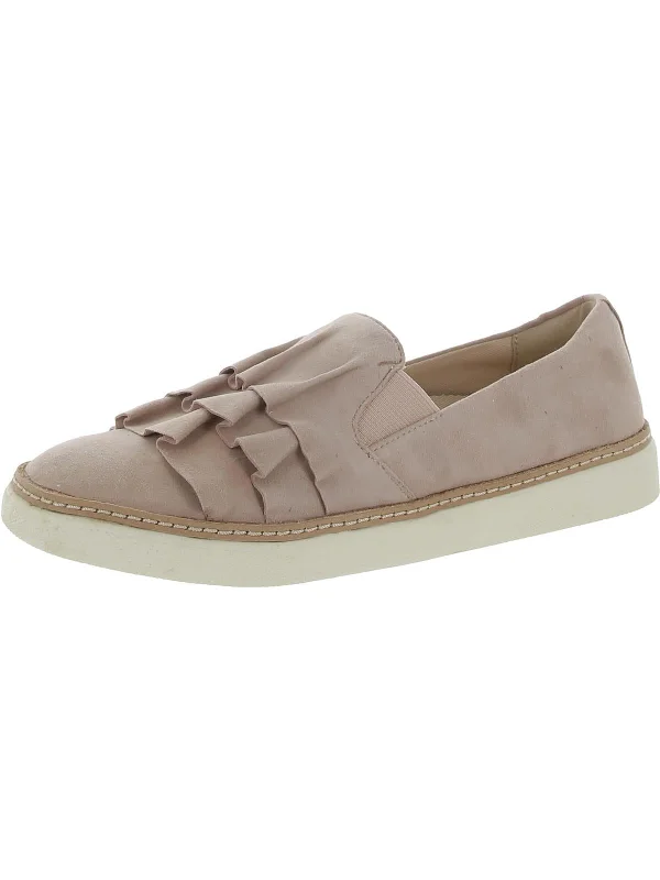 Mahalo Womens Suede Ruffle Flats