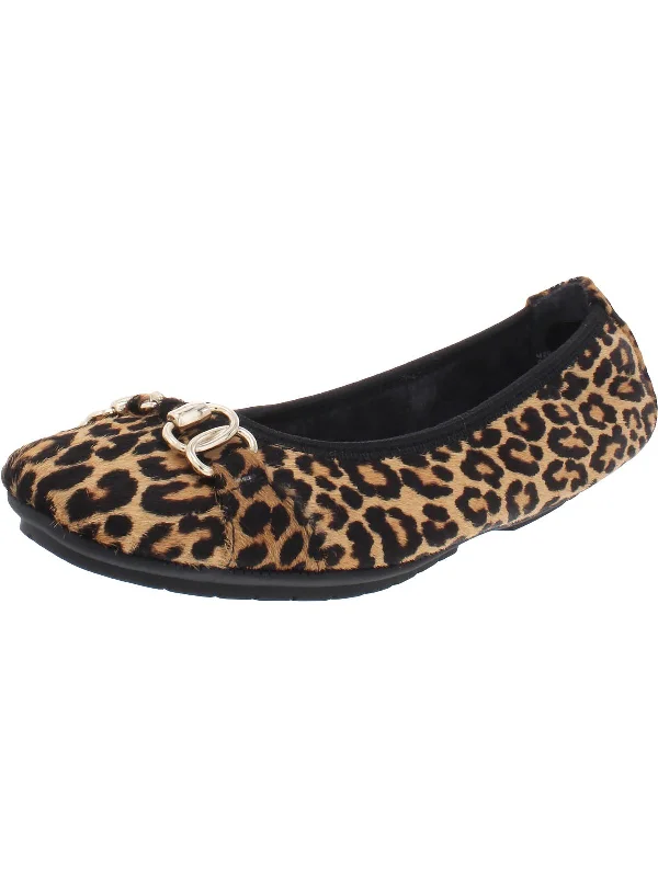 Olympia 9 Womens Leather Slip On Ballet Flats