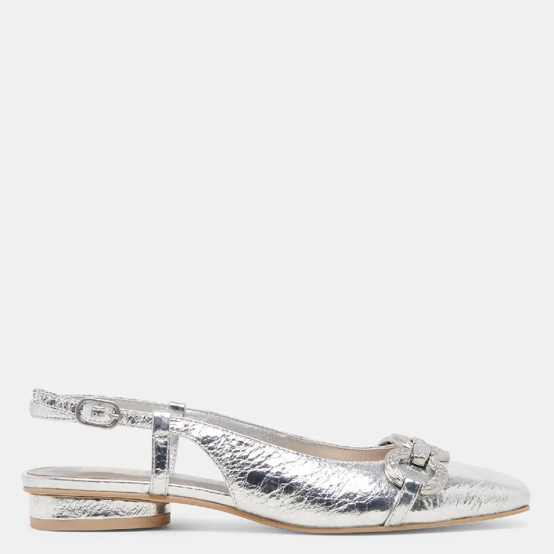 Ramano Flats Silver Distressed Leather