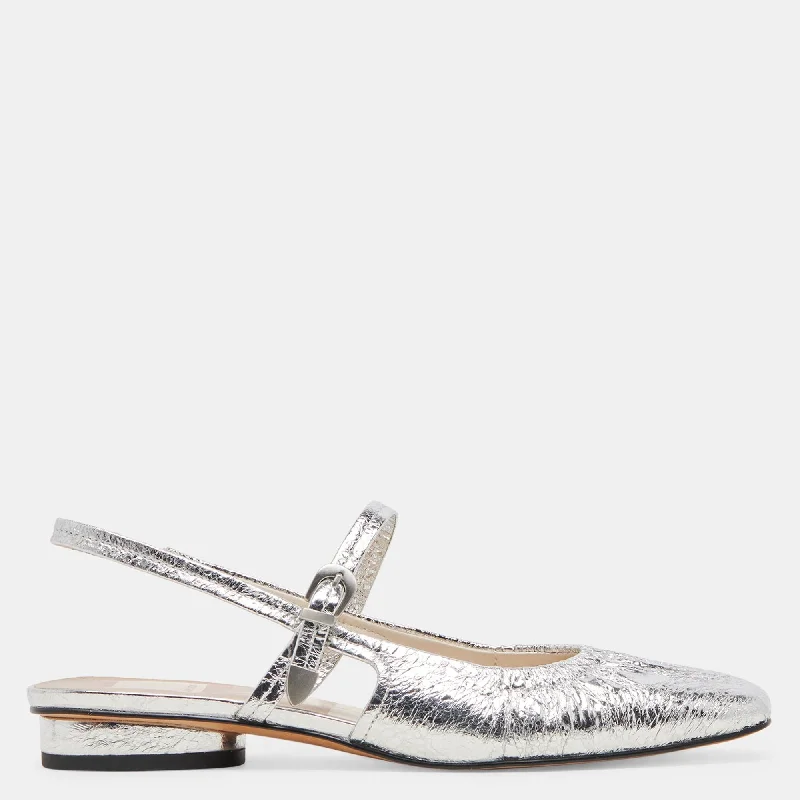 Rianne Flats Silver Distressed Leather