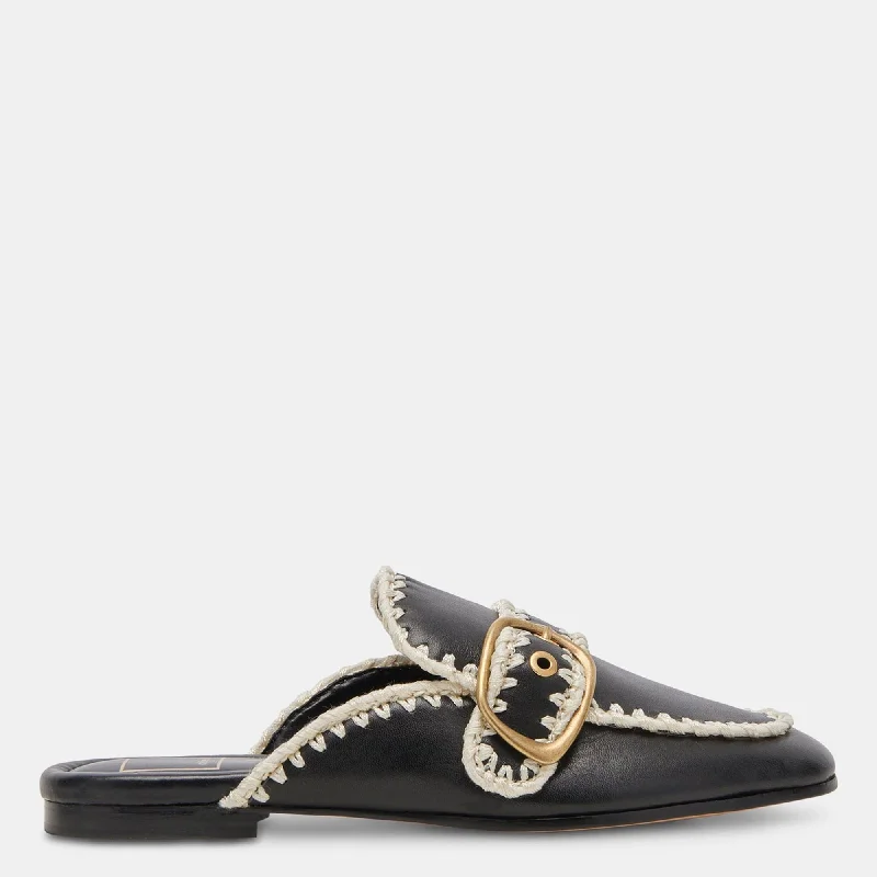 SANTEL STITCH FLATS BLACK LEATHER