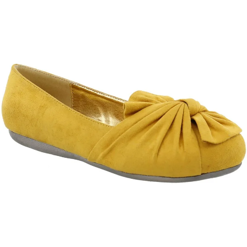 Snug Womens Faux Suede Ruched Ballet Flats