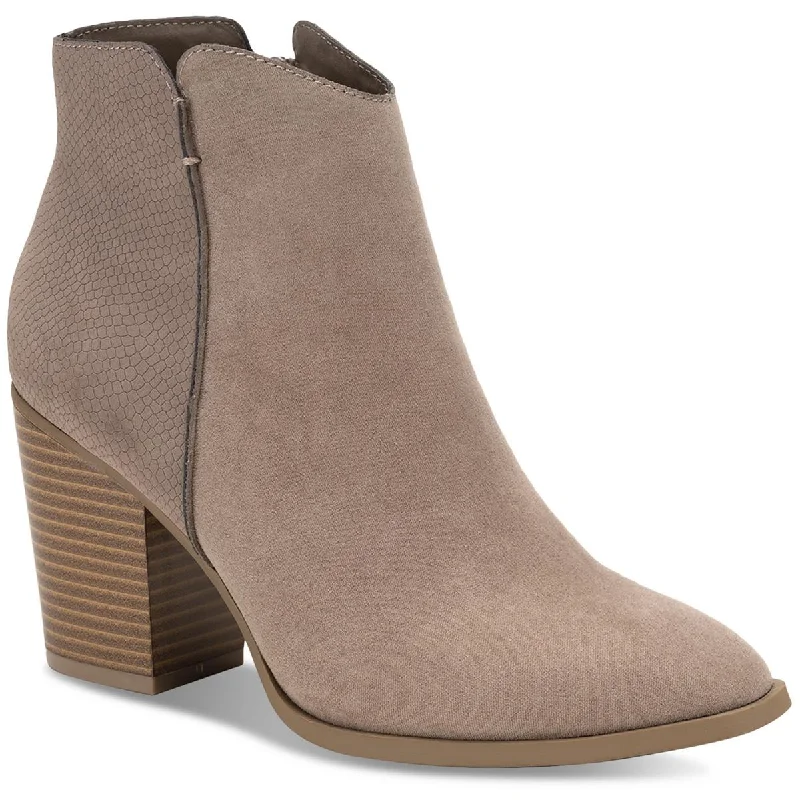 Sun + Stone Womens Graceyy Microsuede Embossed Ankle Boots