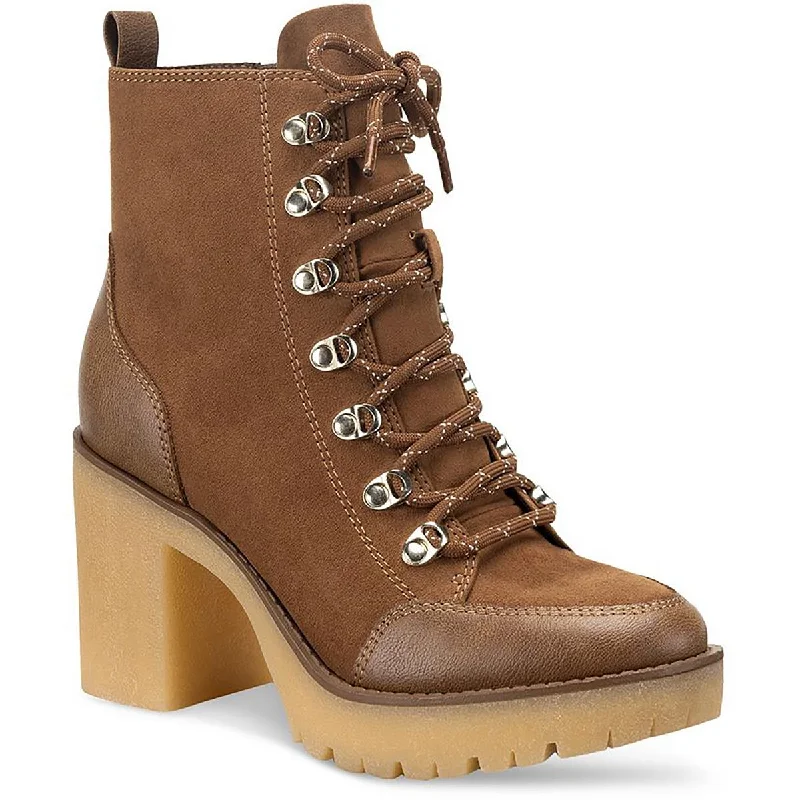 Sun + Stone Womens Lennonn Block Heel Ankle Combat & Lace-up Boots