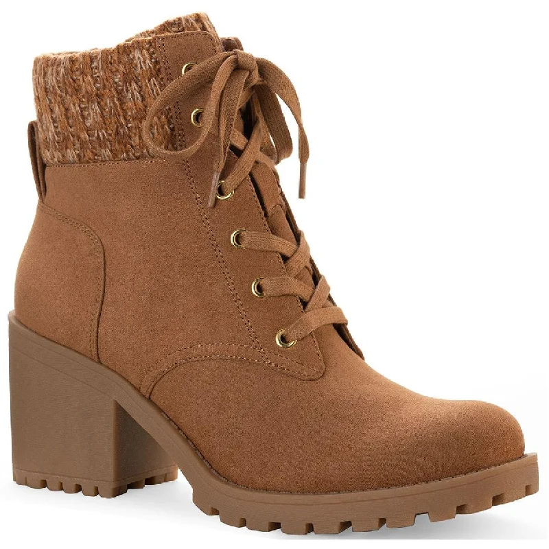 Sun + Stone Womens Romina Knit Ankle Combat & Lace-up Boots