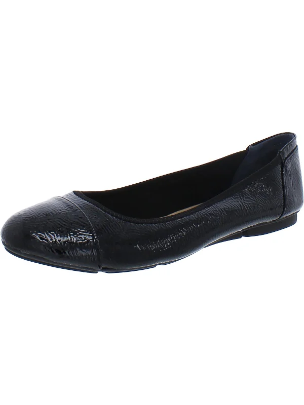 TAVII2 Womens Faux Leather Slip On Ballet Flats