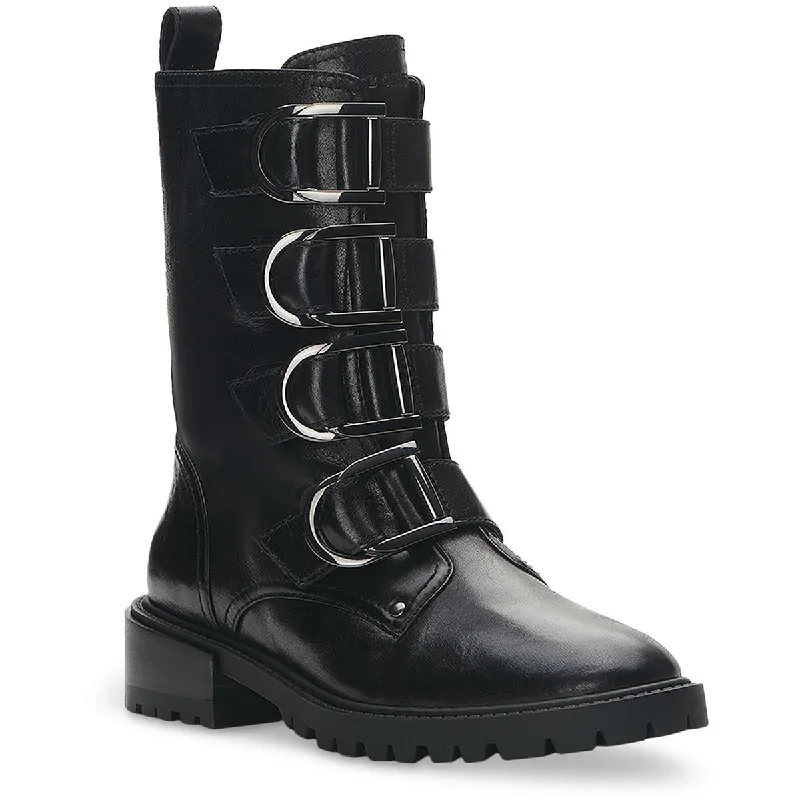 Vince Camuto Womens Frishea Leather Buckles Combat & Lace-up Boots