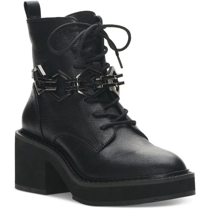 Vince Camuto Womens Keltana  Zipper Leather Combat & Lace-up Boots