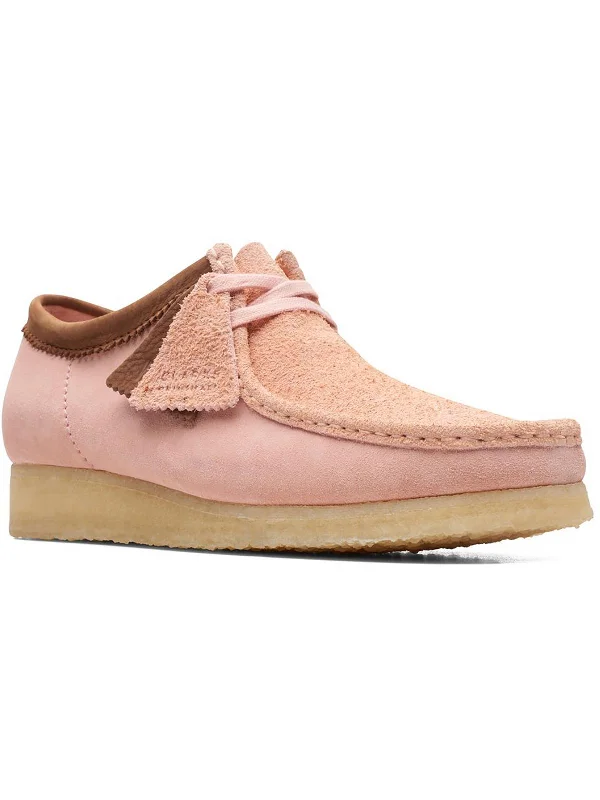 Wallabee Womens Suede Fringe Lace Up Flats