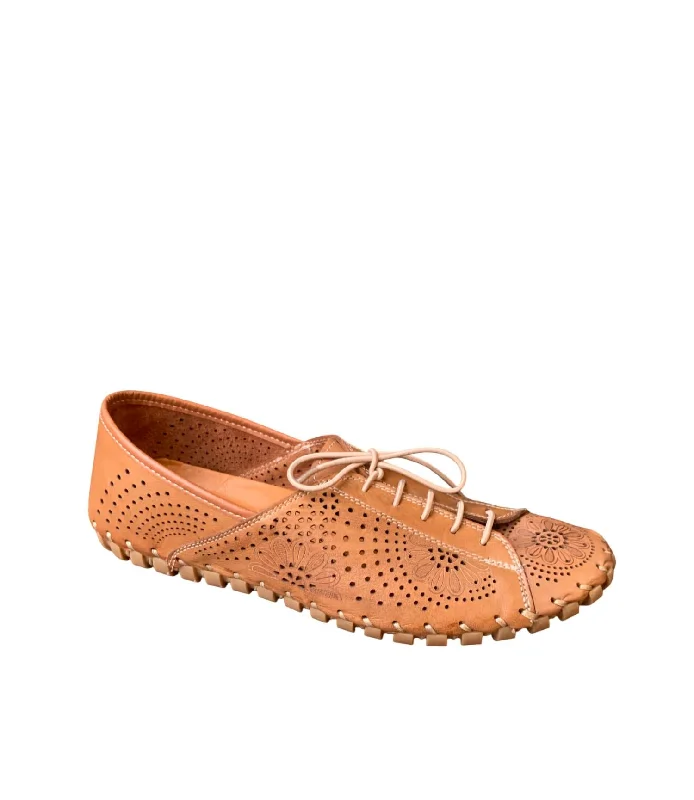 Women Theory Lace Up Flat In Tan