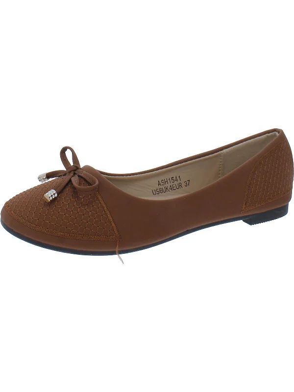 Womens Faux Leather Slip-On Ballet Flats