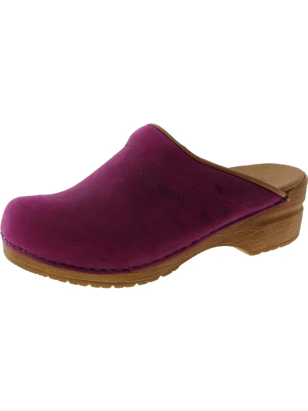 Womens Faux Leather Slip On Mules