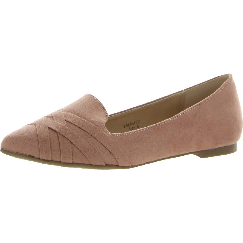 Womens Faux Suede Slip On Ballet Flats