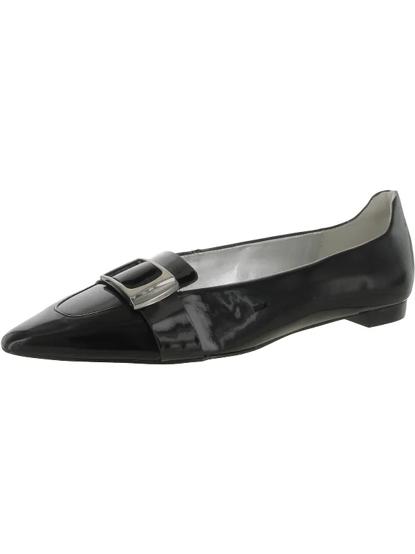 Womens Leather Pointed Toe Ballet Flats