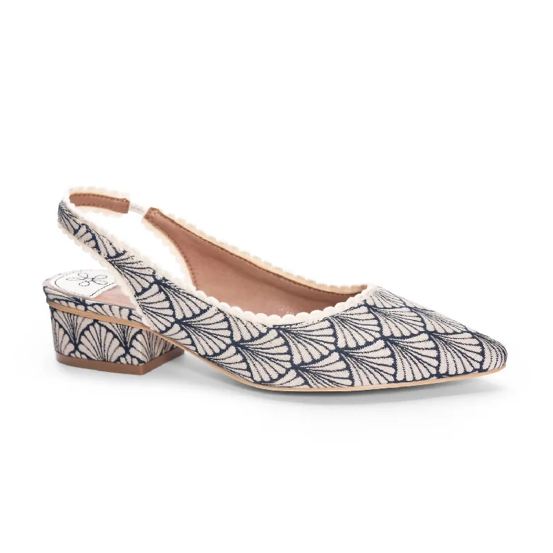 Women's Mango Retro Slingback Pump In Navy/cream