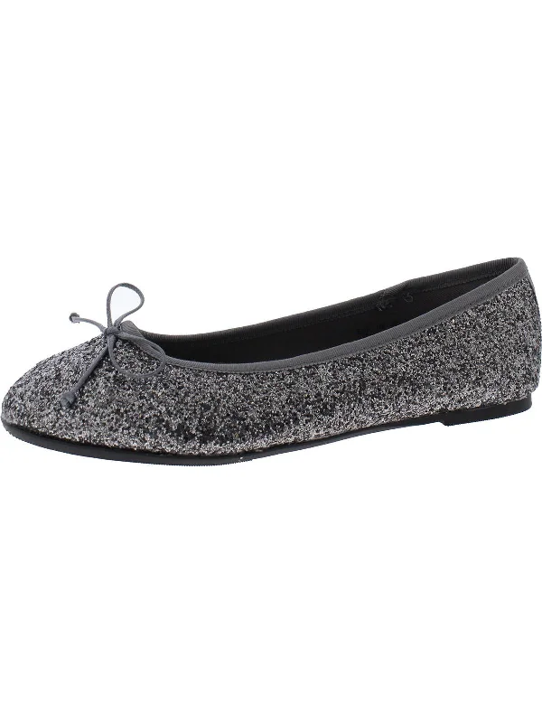 Womens Metallic Glitter Ballet Flats