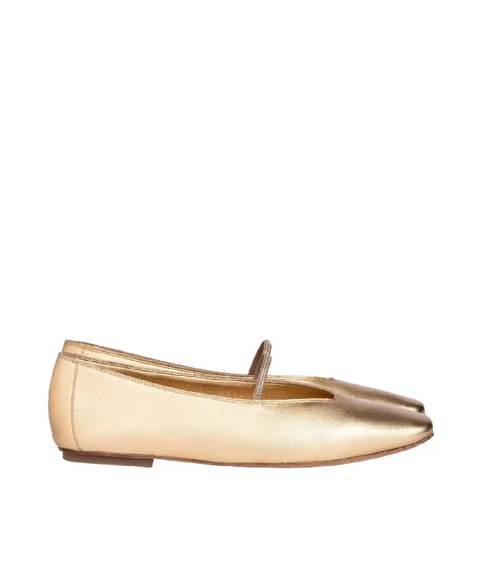 Women's Tila Metallic Leather Ballerina Flats In Gold