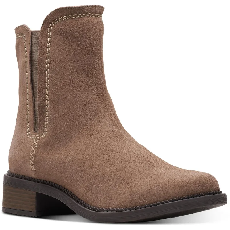 High-End Style Discounts Clarks Womens Maye Zip Suede Stretch Booties