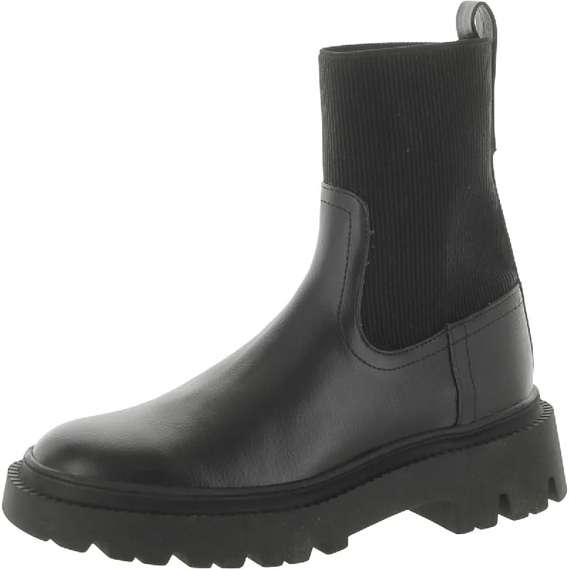 Edgy Fashion Deals MNG Womens Faux Leather Lugged Sole Ankle Boots