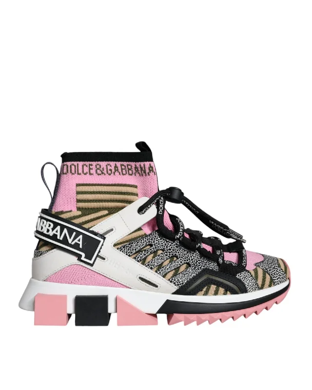 Dolce & Gabbana  Portofino Knit Sneakers - Pink/Black