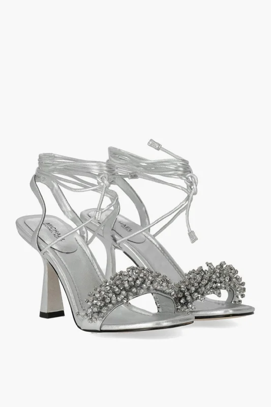 Michael Kors MICHAEL Metallic Leather LUCIA Lace-Up Sandal with Jewels Em 35 Shoes EU