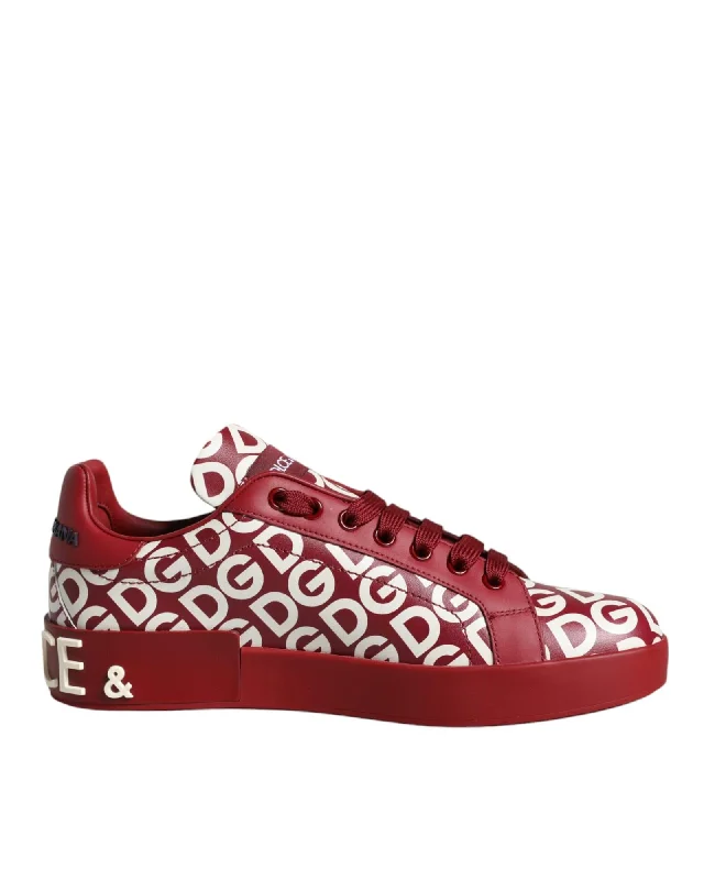 Dolce & Gabbana Leather Low Top Sneakers with Logo Print