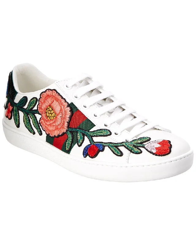 Gucci Ace Embroidered Leather Sneaker