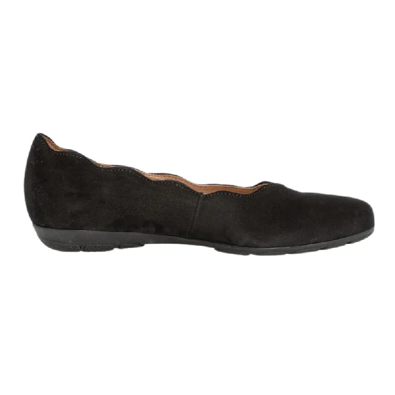 Gabor Scalloped Black Suede Ballet (Women's)